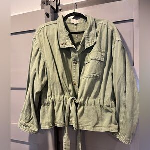 Wishlist Green Utility Jacket with Relaxed Fit and Drawstring Waist